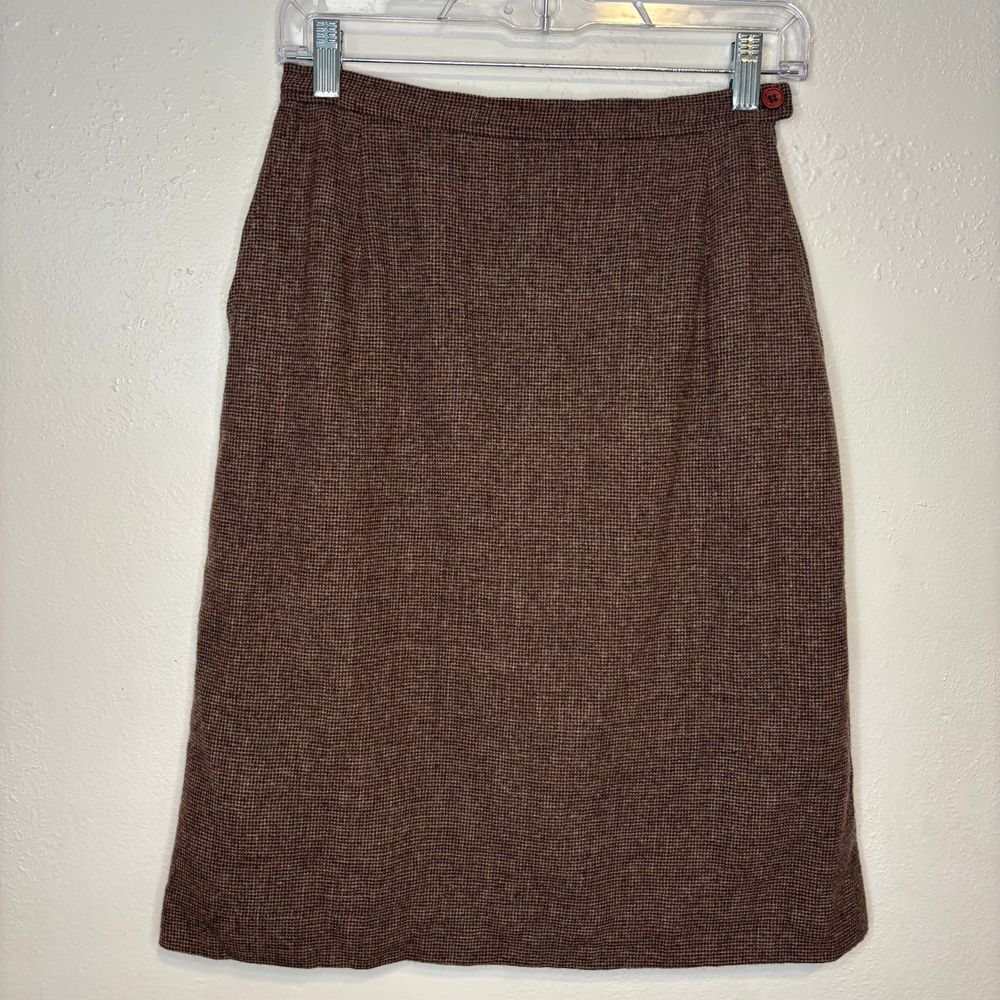 Vintage Miss Pendleton 100% Virgin Wool Brown‎ Pencil Skirt Women's Sz 9 10 USA